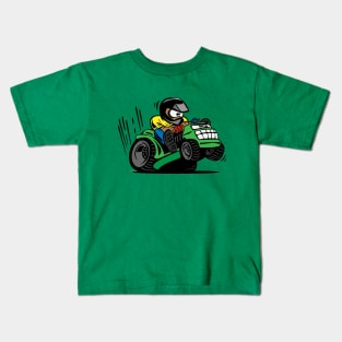 Racing Lawn Mower Tractor Cartoon Kids T-Shirt